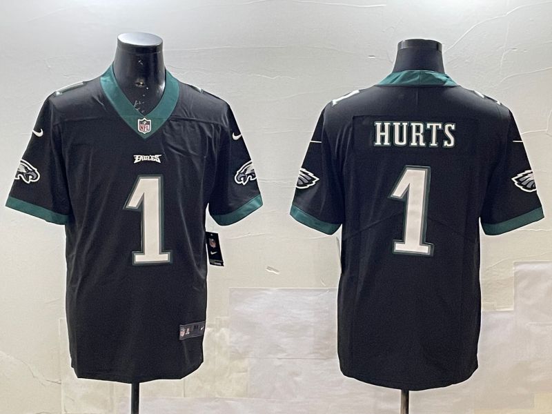 Men Philadelphia Eagles #1 Hurts Black 2025 Nike Vapor Limited NFL Jersey style 1->philadelphia eagles->NFL Jersey